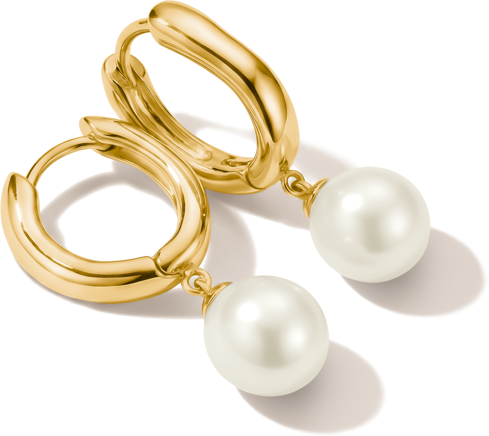 Paar Creolen THOMAS SABO "Bold Elegance Creolen Perlen", gold (gelbgoldfarben, weiß), Ohrringe, Damen, Perlen Silber 925 (recycelt), Perlen, Silber 925 (recycelt), Paar Creolen, mit Süßwasserzuchtperle