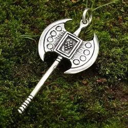 Drachensilber Doppelaxt Schmuck Anhänger aus Silber 925 - Silber