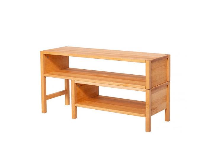 Beistellschrank Schwenkbares Regal aus massivem Erlenholz.