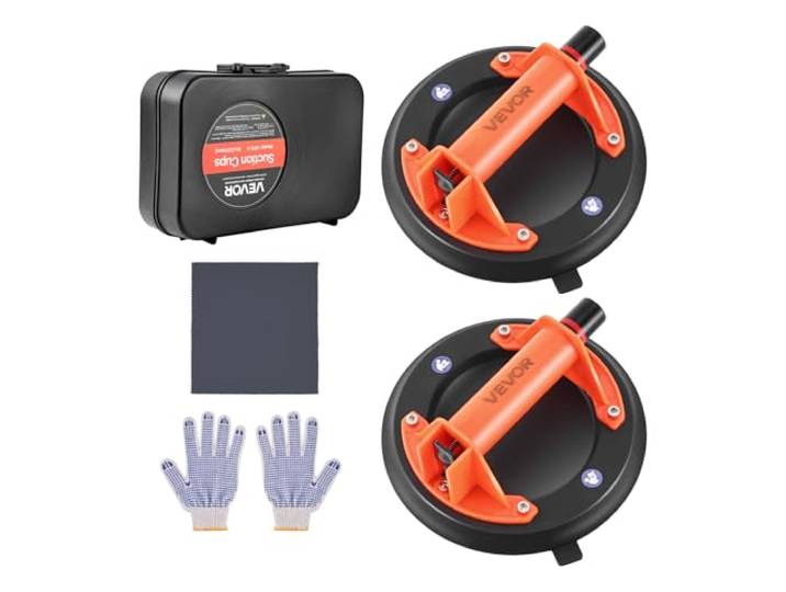 VEVOR Ventouse Carrelage 20\,3 cm Ventouse Vitre Lot de 2 Outil Pose Carrelage Levage 181 kg pour Soulever de Grands Carreaux Plaques de Verre Lisse Granit Métal\, avec Poignée ABS Étui de Transport