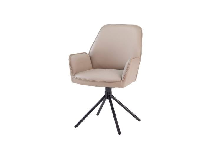 Armlehnstuhl Echtleder beige - drehbar - COVELO