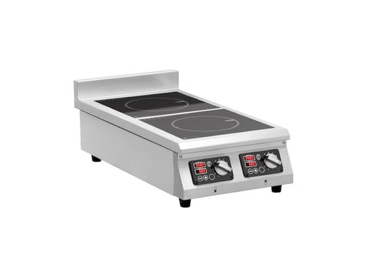 Royal Catering Induktionsplatte 2 x 28 cm 10 Leistungsstufen 2 x 3500 W 400 V bis 2 x 25 kg 0-24 h Timer Multi-Schutzfunktionen Induktionskochfeld Induktionskocher