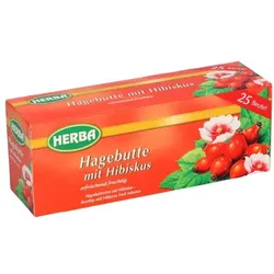 Herba Früchtetee Hagebutte mit Hibiskus Tassenportion, 25 Stück