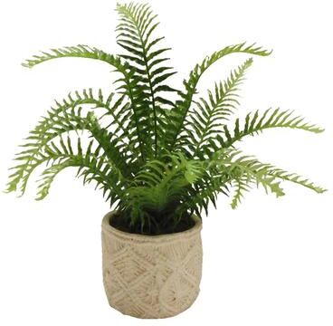 Elements Artificial Fern Greenery in a Beige Etched Pot, 18 Inch - N/A