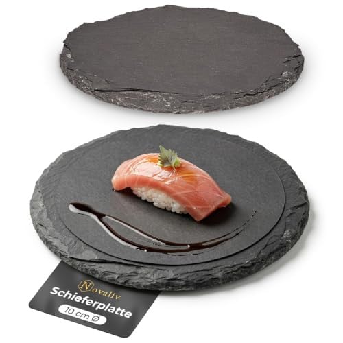 Novaliv Set van 2 Ronde Leisteen Serveerborden - Diameter: 10 cm