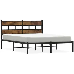 vidaXL Metallbett ohne Matratze Räuchereiche 140x190 cm