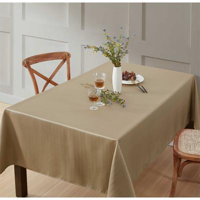 HLC.me Lincoln Jacquard Striped Fabric Tablecloth for Rectangle Table Advanced Water & Fade Resistance