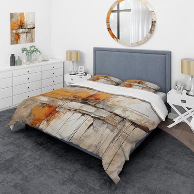 DESIGN ART "Designart ""Orange Impressions II"" Yellow Modern - Bed Cover Set With Shams"