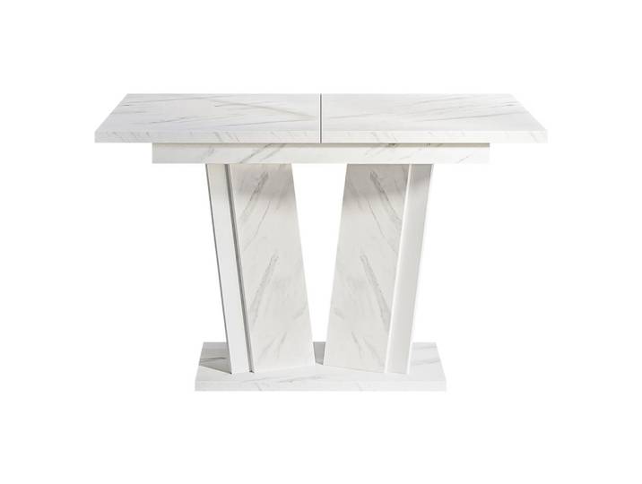 Mirjan24 Esstisch ausziehbar Doha II, Weiß, Marmor Optik, Rechteckig,Rechteckig, 80x75x120 cm, Esszimmer, Esstische