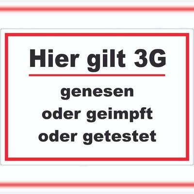 HB-Druck Hier gilt 3G Hinweis Aufkleber mit Text A2 (420x594mm)