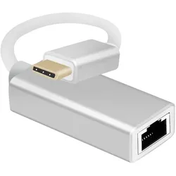 helos Adapterkabel Ethernet, USB 3.1 Type-C™ St./RJ45 Buchse, PREMIUM, silber