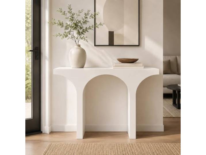 ZCQMSCWW Konsolentisch, schmaler Flurtisch mit modernem Doppelbogen-Design Künstlerische Doppelbogen-Silhouette, vormontiert sofort verwendbar