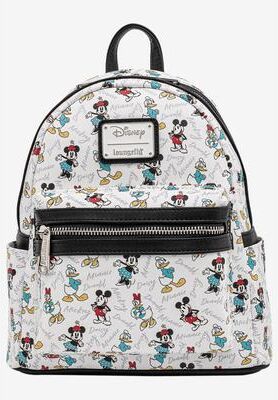 Women's Loungefly x Disney Mickey Minnie Donald Daisy Mini Backpack Handbag White by Disney in Multi