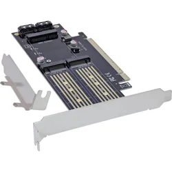 INLINE PCIe Karte x16 zu 2x M,2, 1x mSATA