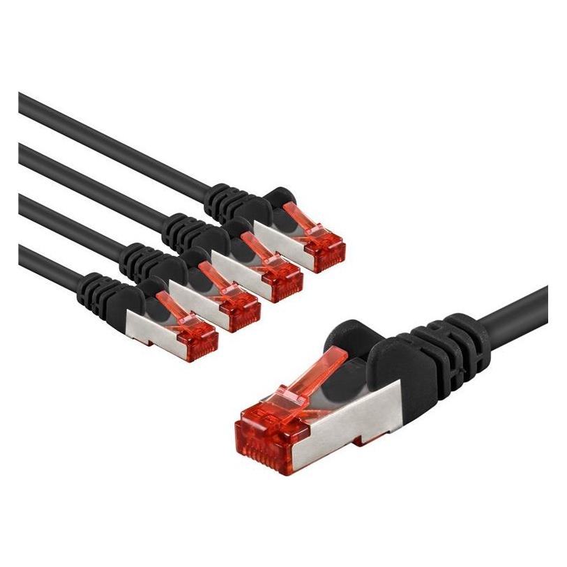 Goobay CAT 6 Patchkabel, S/FTP PiMF, 2 m, schwarz, 5er-Set (CAT6, 2 m) (66633)