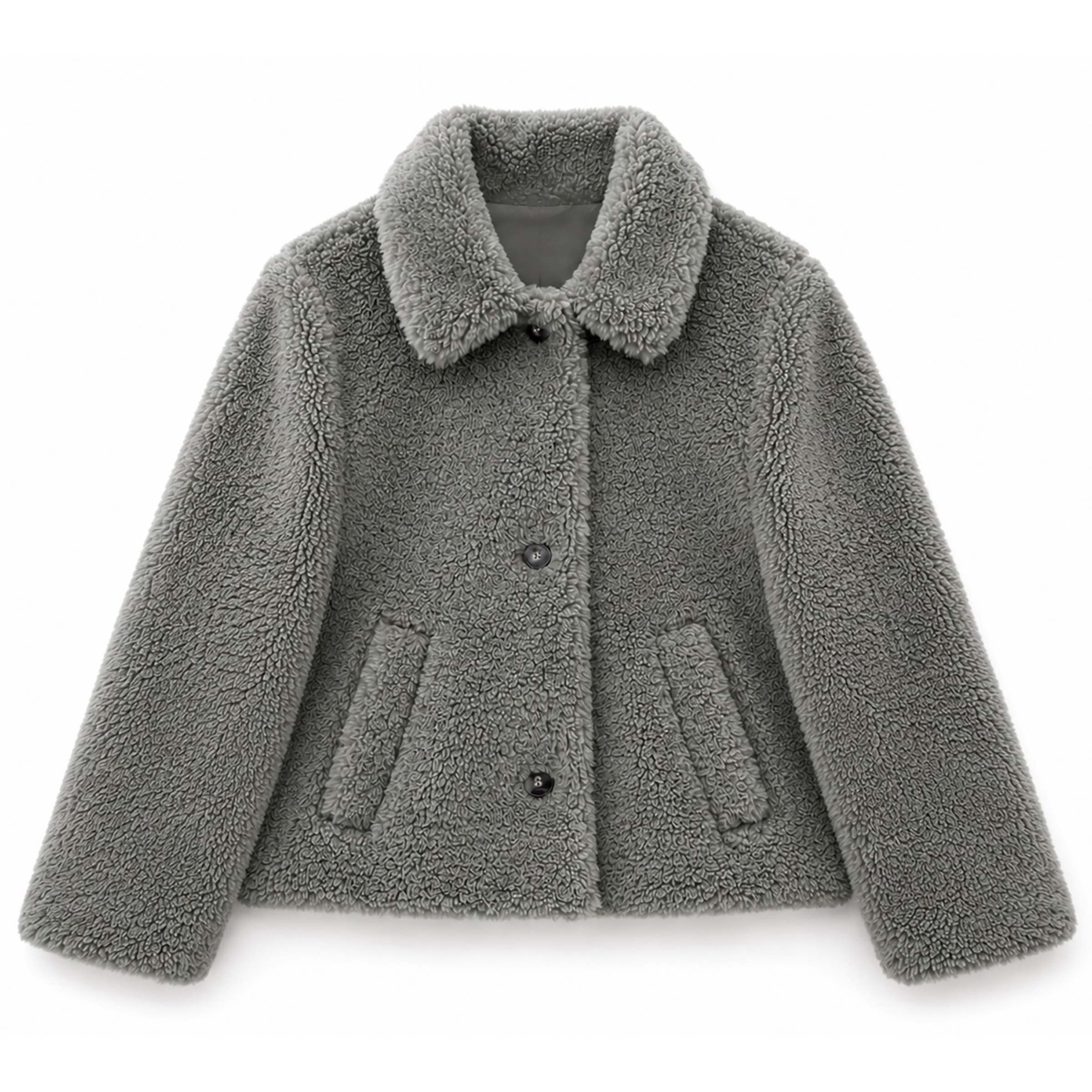 Mazine Faux-Fur Button Damen Fleecejacke grau Größe L Lifestyle Atmungsaktiv