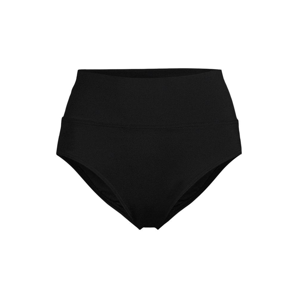 Bikinihose zum Umschlagen, High Waist, für Damen in Plus-Größe, Damen, size: plus, Schwarz, Elasthan/Nylon-Mischung, by Lands' End