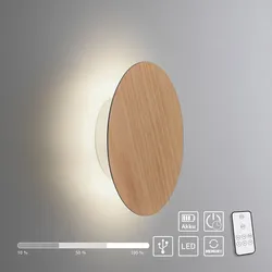 Paul Neuhaus LED Wandleuchte AKKU PUNTUA, Akkubetrieb, Klettverschluss, Holz-natur