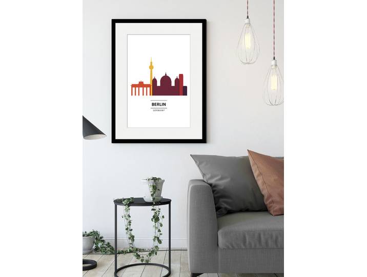 Bild QUEENCE Berlin Color Splash , bunt (farbe rahmen: schwarz, farbe bild(er): bunt), B:30cm H:40cm, Acrylglas, Holz, Papier, Bilder, Bild, HD Premium Poster-Druck inkl. Holzrahmen
