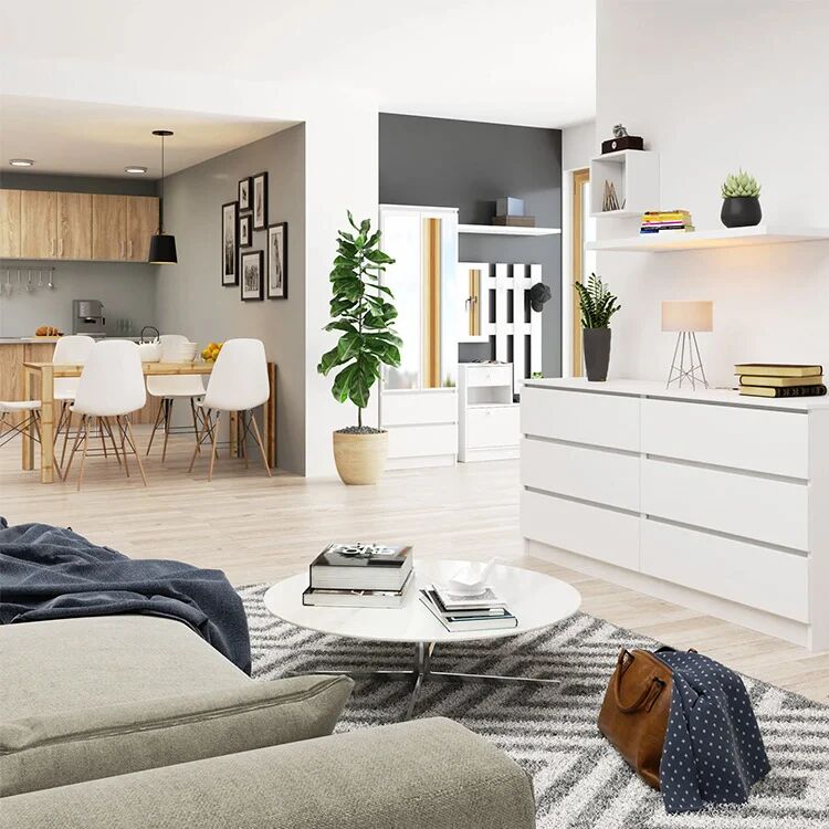 garneroarredamenti Cassettiera 160x77h cm moderna 6 cassetti bianco Living