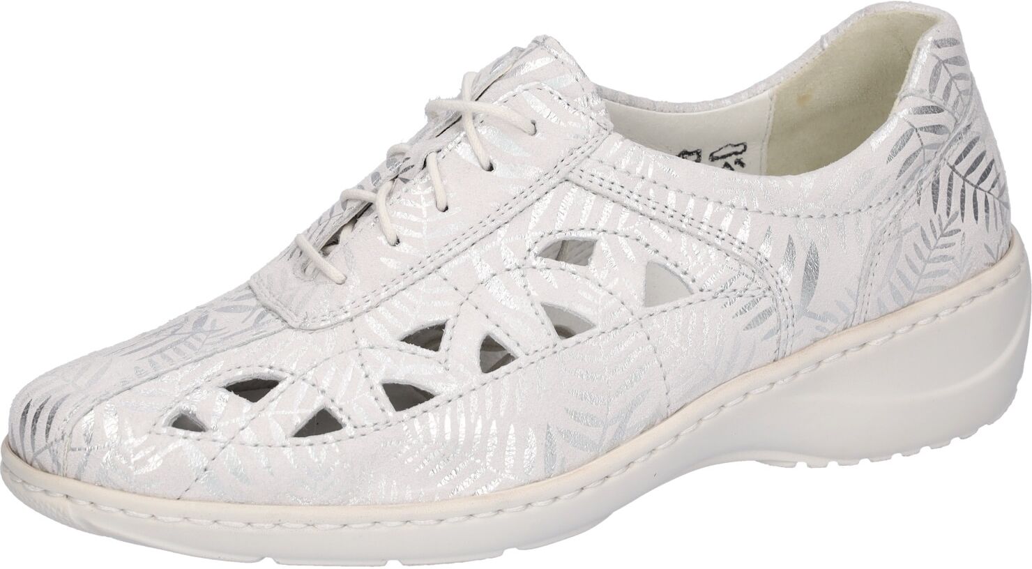 Schnürschuh WALDLÄUFER "KYA", Damen, Gr. 4,5 (37,5), Leder Textil, weiß, Veloursleder, metallic, Schuhe Schnürschuh, Halbschuh, Komfortschuh, extrabreite Weite K für den kräftigen Fuß