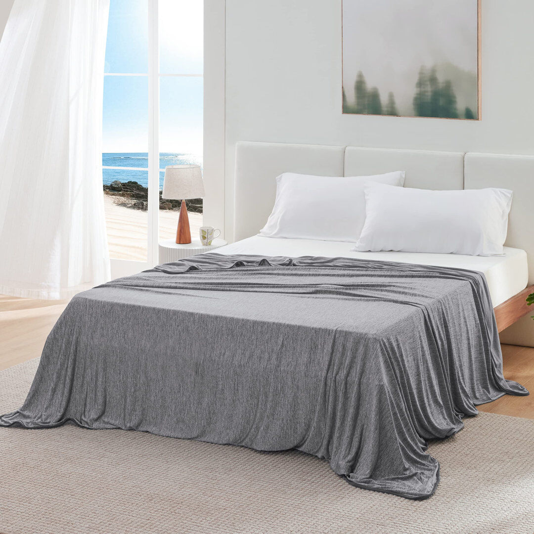 Bedsure Rayon From Bamboo Sheets Rayon Dual Sided Cooling Blanket with Arc Chill Tech Summer Bedding Grey 240cm x 220cm