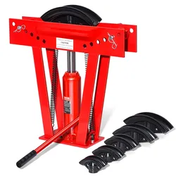 VEVOR Rohrbiegemaschine hydraulisch, 12 Tonnen Rohrbieger mit 6 Matrizen (1/2, 3/4, 1, 1-1/4, 1-1/2, 2 Zoll), 90 - 180°  Rohrbiegegerät mit verstellbaren Rollen zum Biegen verschiedener Metallarten