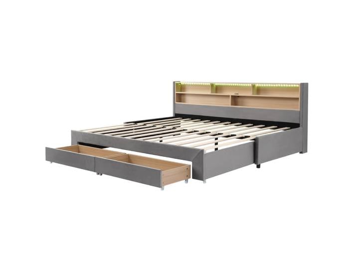 Lit de jour enfant extensible en polyester gris 90 x 200 cm