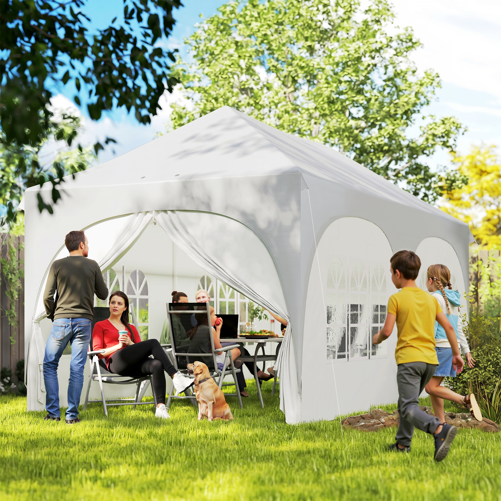 Outsunny Gazebo da Giardino Pieghevole 3x6 m con Pareti Rimovibili e Borsa di Trasporto, Bianco   Aosom Italy