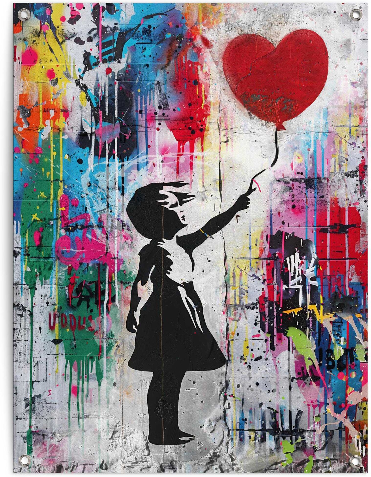 Reinders! Poster REINDERS "Balloon Girl Grafitti", bunt (farbe bild(er): mehrfarbig), B:60cm H:80cm T:0,1cm, Bilder, Poster, Garten - Mehrfarbig - Leinwand - Kunst - 60x80 cm
