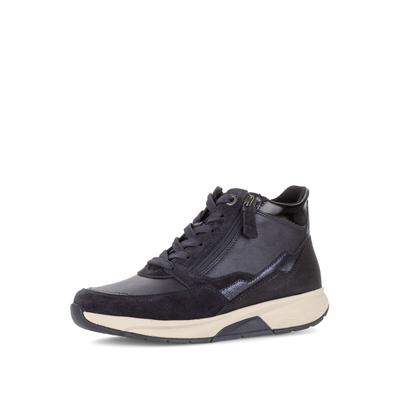 Schnürstiefelette GABOR "Schnürstiefelette", Damen, Gr. 35,5, blau (blau, weiß), Schuhe Schnürstiefelette