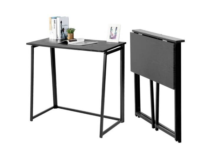 Bureau Pliant pour Petits Espaces Table d'Ordinateur Pliante pour Bureau Domicile Poste de Travail Style Industriel 80x40x74cm Noir