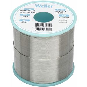 Weller Lötzinn T0051387699, Flussmittel, bleifrei, Ø 0,5mm, 99,3% Zinn, 0,7% Kupfer, 500g