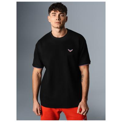 T-Shirt TRIGEMA "TRIGEMA Oversized T-Shirt in Waffeloptik", Herren, Gr. L, schwarz, Piqué, 100% Baumwolle, Rundhals, Shirts T-Shirt