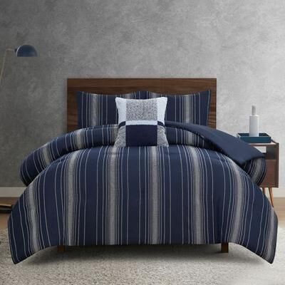 Bcp Home-Bedding Harper Mini Comforter Set Navy, King, Navy