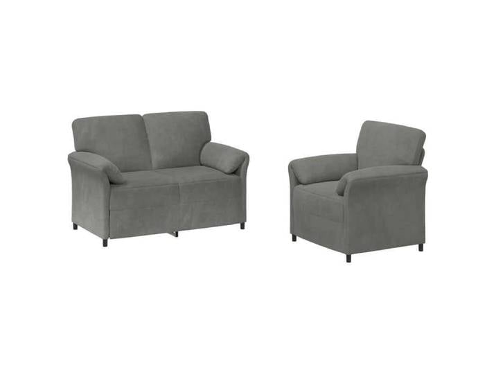 Gris Ensemble de Canapés 2 pc Gris foncé Velours(VIDAXL)_20215