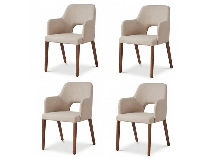 JVmoebel Sitzgruppe Harmonischer Esszimmerstühle 4x Set Beige Textil Armlehnenstühle Luxus, (4-tlg., 4-tlg)