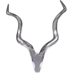 WANDDEKO Hirschgeweih Aluminium silberfarben 80 cm im Landhausstil