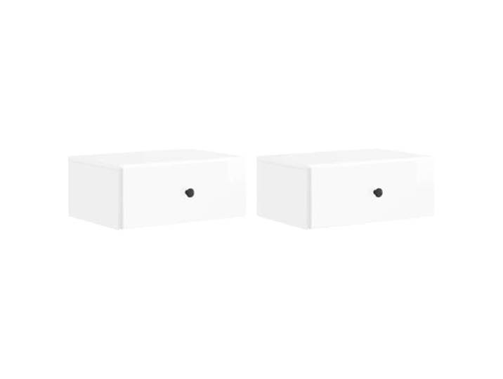 KUPTYERFG Nachttisch Wandmontage 2er Set Hochglanz Weiß 49x34.5x20 cm Platzsparende Hängekonsolen fürs Schlafzimmer mit Schublade und offenem Fach für optimale Ordnung auf Wandhöhe.