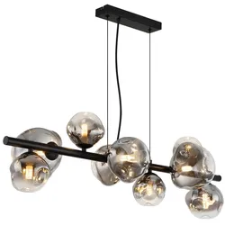 Hängelampe Pendelleuchte Esszimmerleuchte 9-Flammig Schwarz Rauchglas H 120 cm