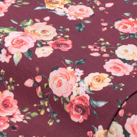 Dekostoff Rosen "Lorena", weinrot-color