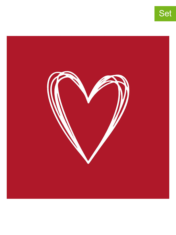 ppd 2er-Set: Servietten ''Pure Heart'' in Rot - 2x 20 Stück - onesize