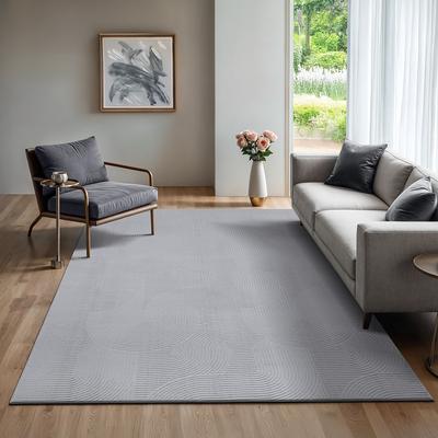 Teppich THE CARPET "Rio", grau, B:300cm H:8mm L:400cm, Polyester, Teppiche, Teppich, weicher Wohnzimmer Teppich rutschfest 3D-Optik