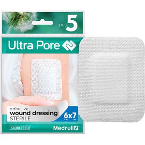 Medrull Pflaster Ultra Pore Wundverband, 5 Strips, sensitiv, steril, elastisch, atmungsaktiv, 7 x 6cm