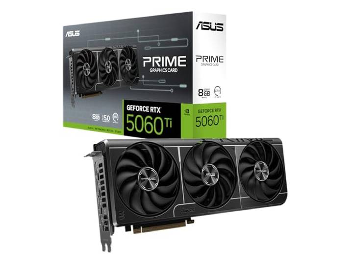 ASUS Prime GeForce RTX 5060 Ti 8 GB GDDR7 Gaming grafische kaart (Nvidia GeForce RTX5060Ti DLSS 4, 2,5-sleuf ontwerp, PCIe 5.0, 3X DisplayPort 2.1b, 1x HDMI 2.1b, PRIME-RTX5060TI-8G)