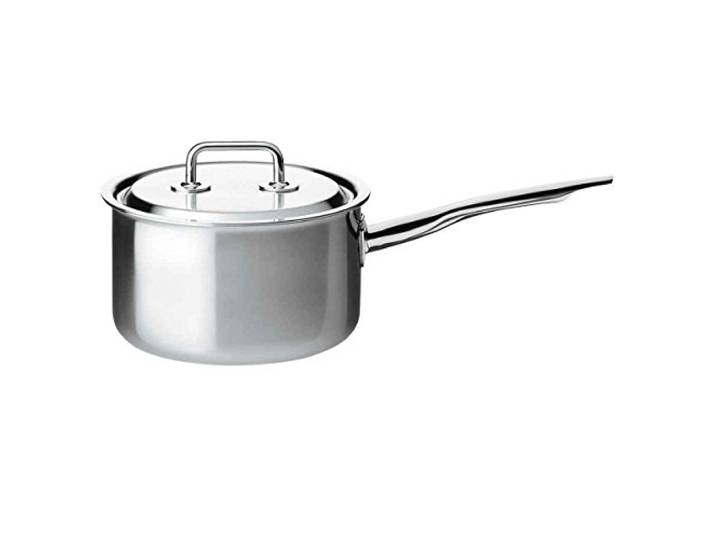 Spring 0415530618 Brigade Premium Stielkasserolle hoch mit Deckel, Edelstahl, silber, 14,6 x 31 x 36 cm