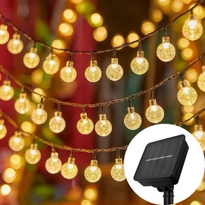 Multicon Wholesale Hub Solar Crystal Ball LED Light String, Outdoor Waterproof LED, Holiday Garden Decor warm 60 Leds