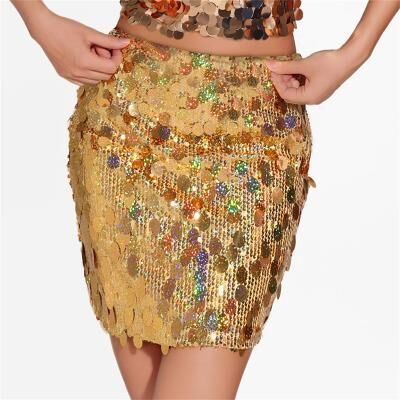 LightInthebox Samba Dancewear Women's Sequin Skirt Sparkle Stretchy Bodycon Mini Skirts Night Out Party for Carnival, Festival, Partyl Performance Costume