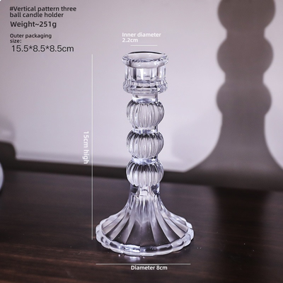Inspire Daily Merch Pillar Glass Candle Wick Holder Clear Candlestick For Dining Table Design Decor 5