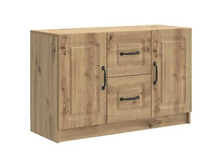 TEKGHUT Sideboard Artisan-Eiche 89 x 34,5 x 57 cm Holzwerkstoff Brettregale, Schubladen, Metallgriffe, 90°-Pendeltüren, Holzwerkstoff, Wohnzimmer, Esszimmer, Home Office